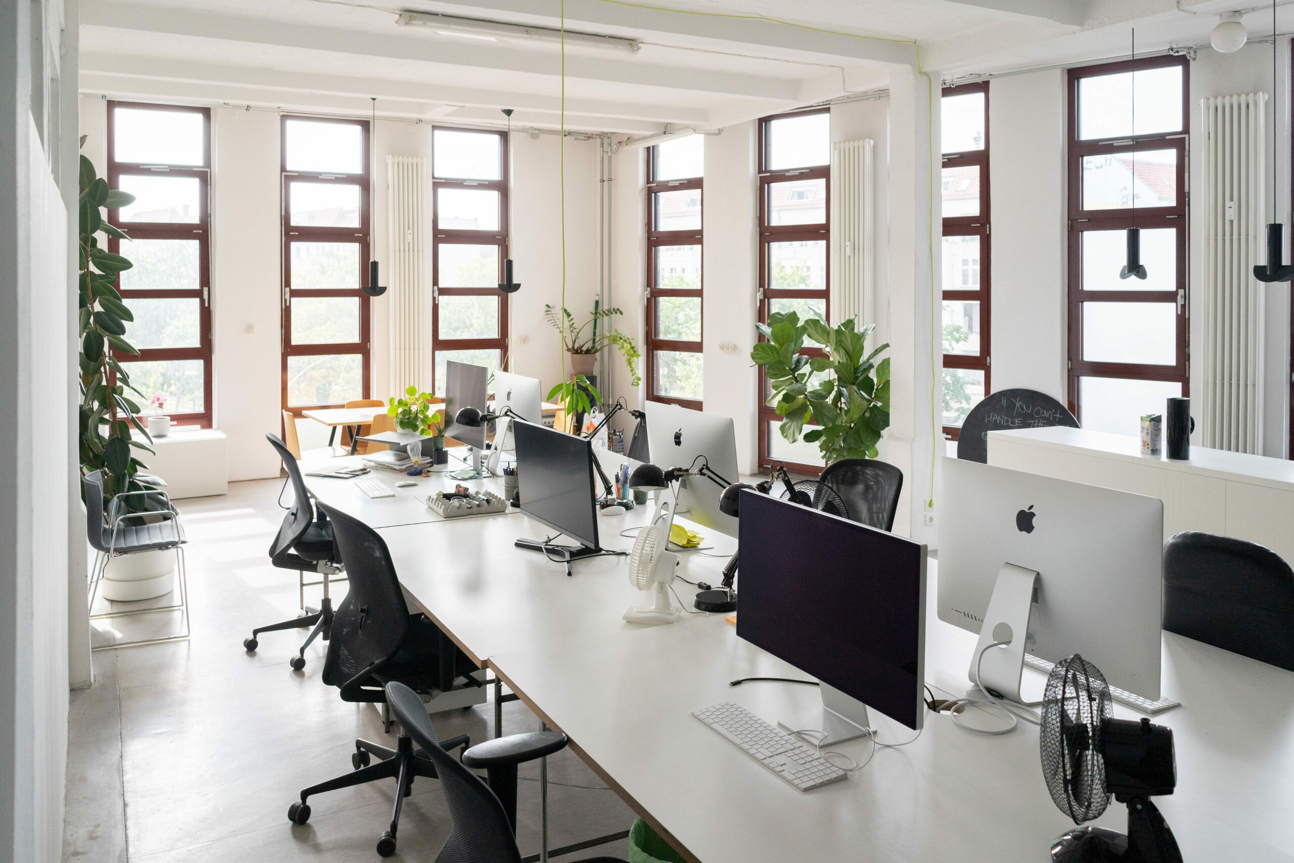 Monospace office interior shot, July 2023