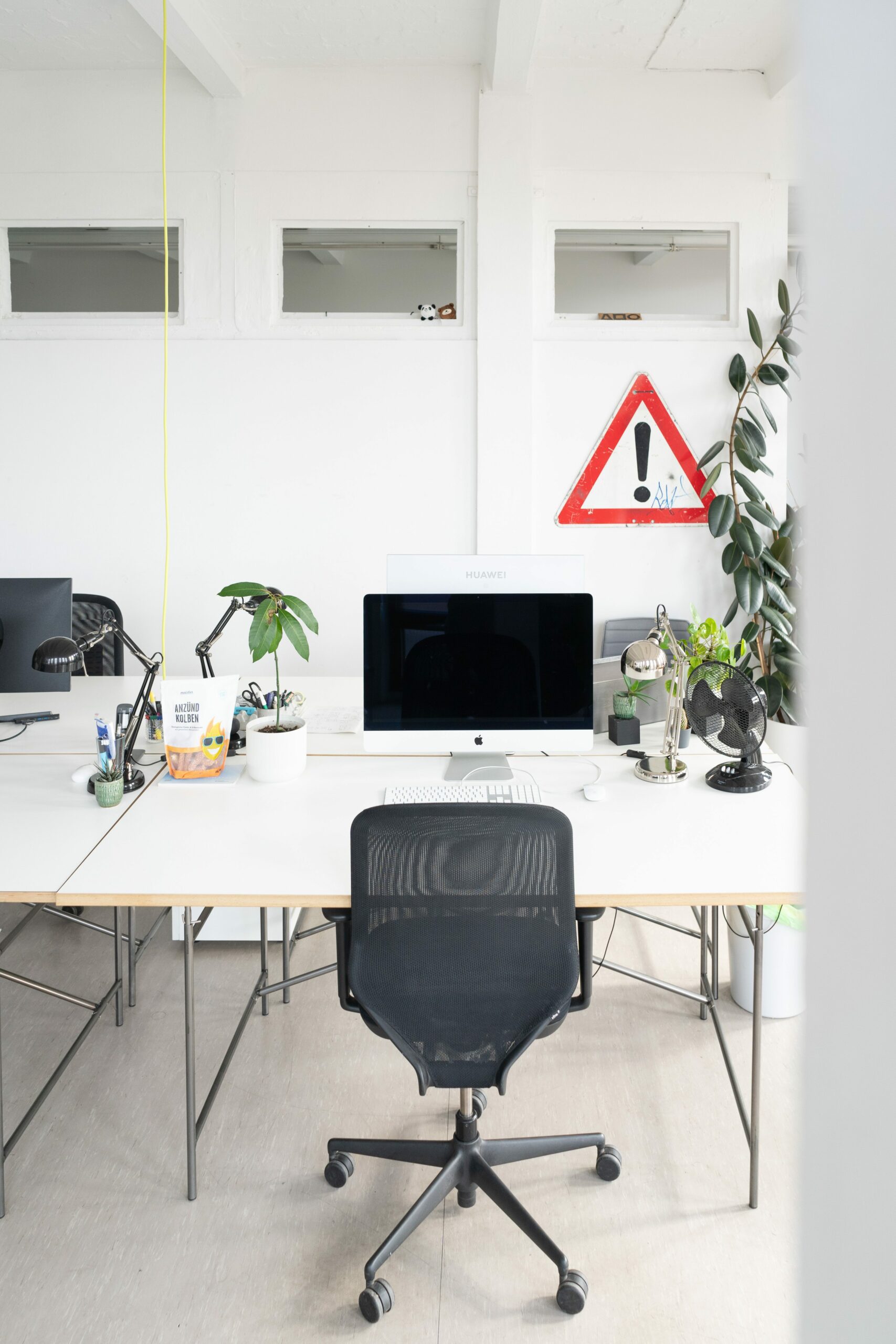 Monospace office interior shot, creative workspace design