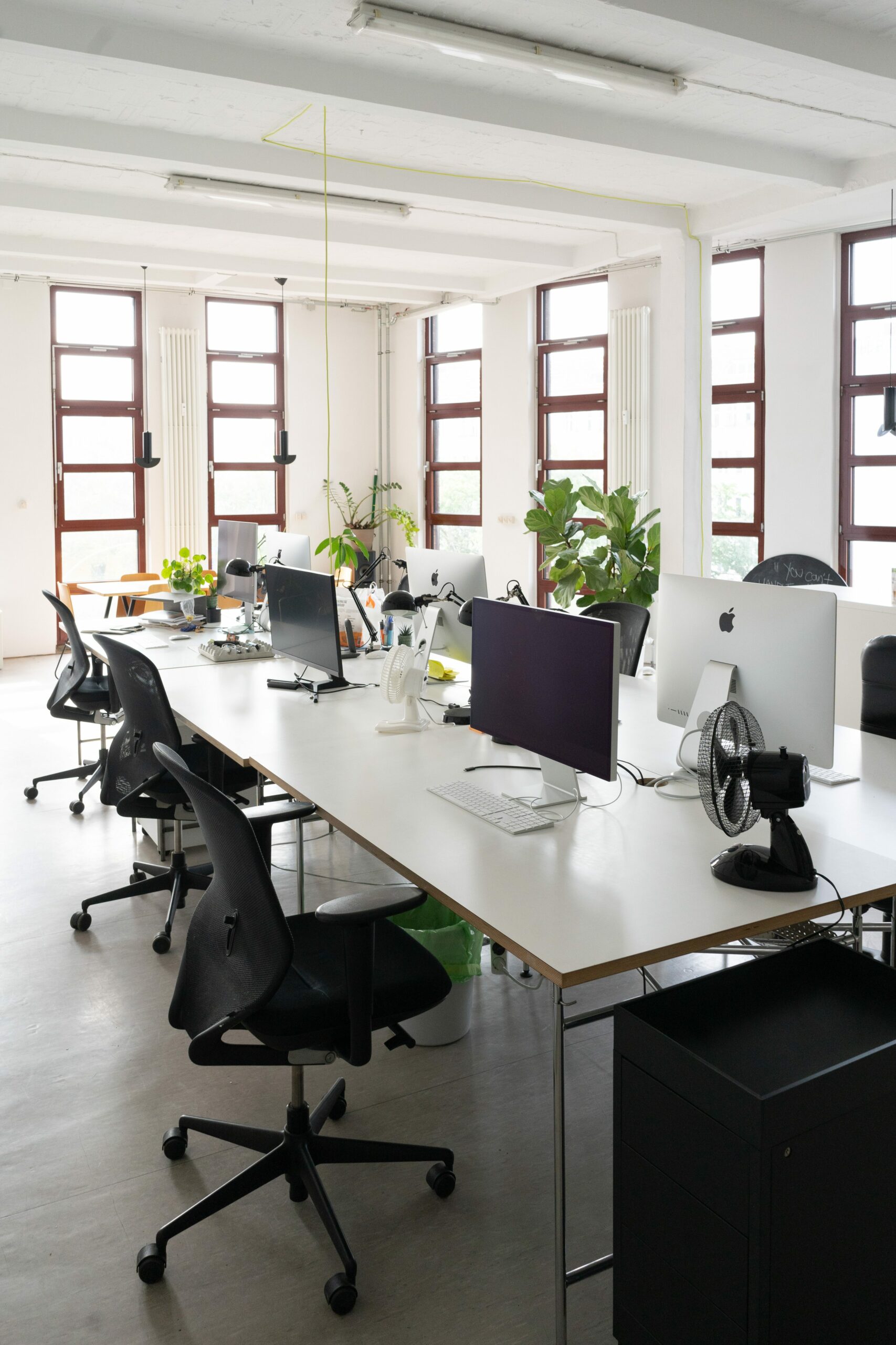 Monospace office interior with modern design elements